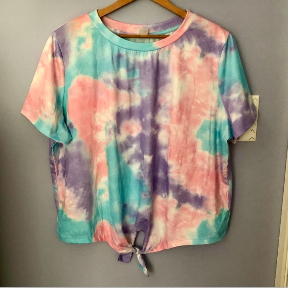 Cotton Candy 🍭 Tie Dye Tee with Tie Front (a tongue twister!)